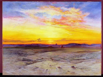 A szultánok sírjai Kairó közelében, napnyugtakor, 1865